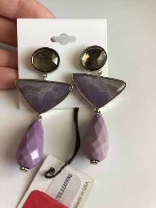 Stephen Dweck Purple Agate Earrings Nwt