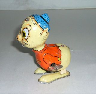Vintage Japan Tin Mechanical Hopping Patsy The Pig Windup Toy