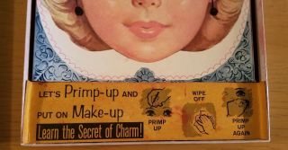 Vintage 1950 ' s Girl ' s Patti Primp - Up Make - Up Kit Face With Wipe Off Surface 3