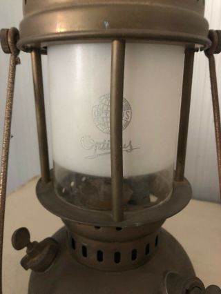 Antique VINTAGE OPTIMUS 1200 KEROSENE LANTERN Sweden Frosted Glass Shade Globe 8