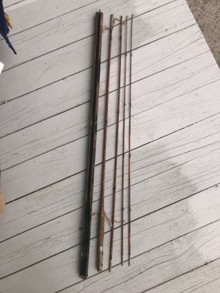 Early Antique Boston Split Cane Bamboo Trout Fishing Rod Pole Dame Stoddard Co