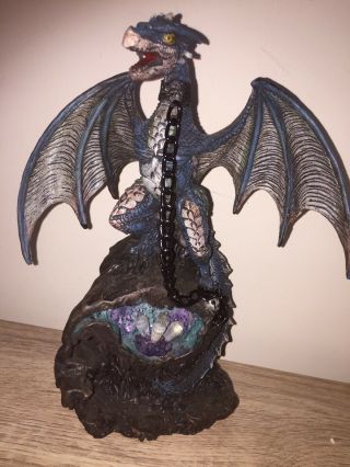 Detailed Sculpture Large Blue Dragon Statue - Lights Up Collectable & Rare Led