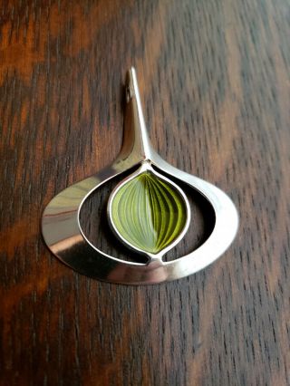 Aksel Holmsen Mid Century Modern Sterling Silver Enamel Pendant Norway Norwegian