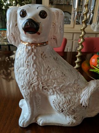 Antique Staffordshire 12.  5 " Spaniel Dog Statue Figurine
