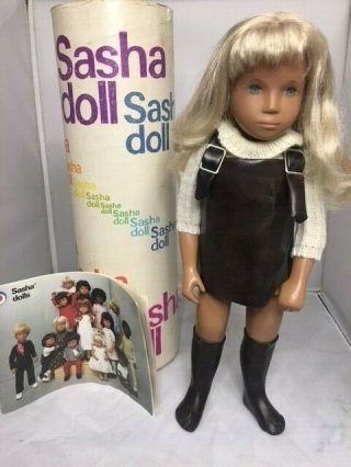 Vintage Sasha London Girl 16 " Doll Complete In Tube Leather Outfit