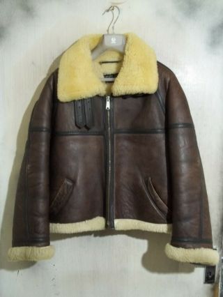 Vintage Shutt Usaaf Issue B - 6 Sheepskin Leather Flying Bomber Jacket Size L / Xl