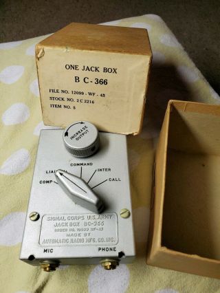 One Jack Box Us Army Signal Corps Bc 366