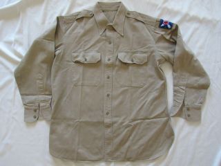 Vtg 40s 50s Ww2 Korean War Xxi Corps Patch Us Army Khaki Uniform Shirt Big Size