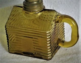 S 50 Antique Fine Miniature Small Amber Log Cabin Antique Lamp Fine Undamaged