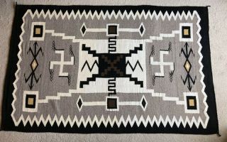 Navajo Storm Rug Vintage Blanket Weaving 82 " X 53 - 1/2 "