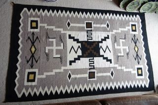 NAVAJO STORM RUG VINTAGE BLANKET WEAVING 82 