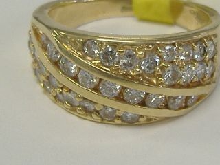 Vintage 14 K Gold 1.  5ct Tw Diamond Anniversary / Wedding Heavy Band Size 8,