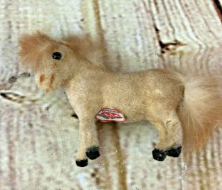 Vintage Flocked Wagner Kunstlerschutz Made In Germany Horse Pony With Tag