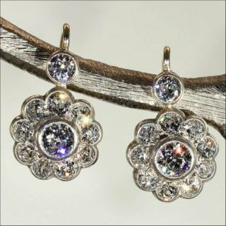 3ct Round Diamond 14k White Gold Over Cluster Art Deco Drop/dangle Earring Women