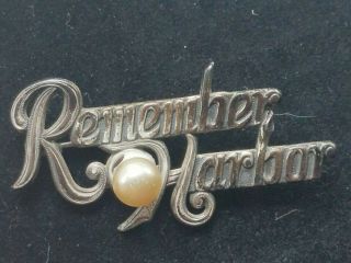 VINTAGE WWII REMEMBER PEARL HARBOR STERLING SILVER PIN BROOCH WORLD WAR 2 REAL 2