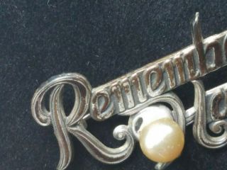 VINTAGE WWII REMEMBER PEARL HARBOR STERLING SILVER PIN BROOCH WORLD WAR 2 REAL 3