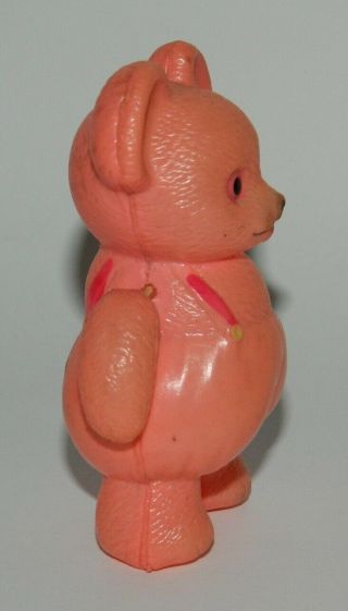 VINTAGE & RARE BEAR PINK CELLULOID DOLL JOINTED ARMS TOY JAPAN 40 ' s.  3  TALL 2