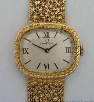 35.  7g 14k Gold Huge Omega Nugget Ladies Vintage Mid Century Wrist Watch