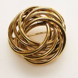 Vintage Stamped B.  A.  B 14 Karat Solid Yellow Gold Knot Pin Brooch 5 Grams