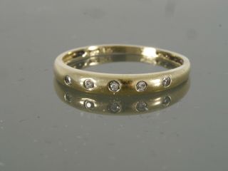 Vintage 14k Yellow Gold Natural Diamond Accented Anniversary Band Stacker Ring