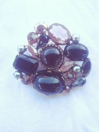 Schreiner York Brooch/pin,  Glass Gems,  Rhinestones,  Faux Pearls.