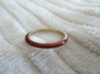 Hidalgo 18k Solid Gold Red Enamel 2 Mm Ring Stack Band Size 6 3/4