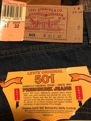 Nos Vintage Levi’s 501 Jeans 1993 Coated 9 Piece Men’s Sz Made In Usa