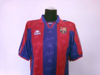 RONALDO 9 Barcelona Vintage Kappa Home Football Shirt Jersey 1996/97 (XL) R9 3