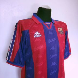 RONALDO 9 Barcelona Vintage Kappa Home Football Shirt Jersey 1996/97 (XL) R9 5