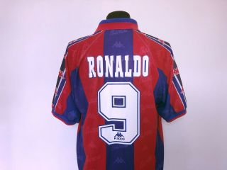 RONALDO 9 Barcelona Vintage Kappa Home Football Shirt Jersey 1996/97 (XL) R9 6