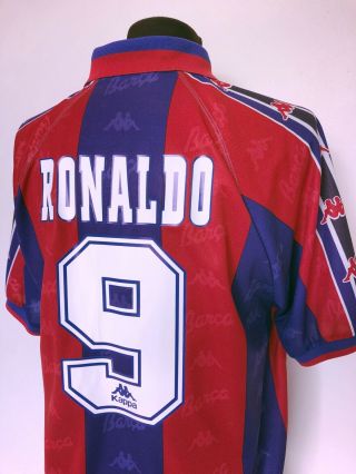 RONALDO 9 Barcelona Vintage Kappa Home Football Shirt Jersey 1996/97 (XL) R9 8