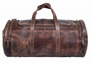 Mens Vintage Leather Overnight Travel Gym Weekend Bag Duffle Carry On