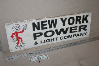 Rare Vintage York Power And Light Reddy Kilowatt Painted Metal Sign