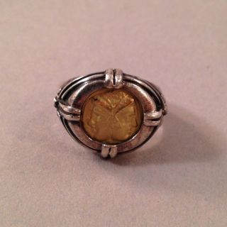 18k Gold 925 Sterling Janus Ring Esti Frederica Size 3.  5 Pinky Ring