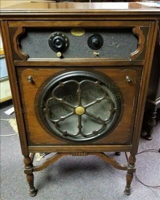 Rare Antique Atwater Kent Model 40 Radio Set In Pooley Cabinet