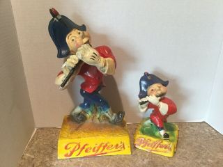 Vintage Pfeiffers Beer Advertising Johnny Fifer Chalkware Figures 14” And 7 3/4
