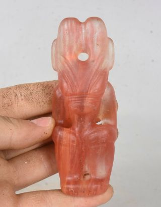 4 " Good Chinese Hongshan Culture Old Red Crystal Sun God Amulet Pendant A2