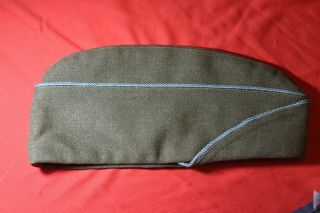 Vintage WWII U.  S Army light blue piping wool GARRISON CAP HAT military uniform 2