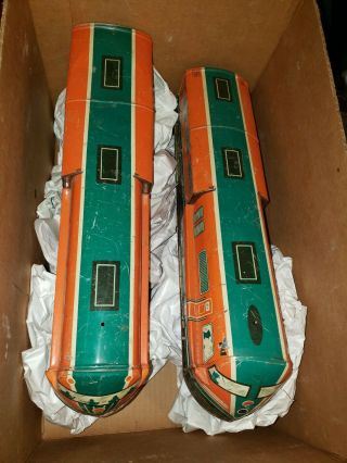 Rare 1940 Tin Pressed Steel Toy Train Wolverine Express 2 Pc.  Set Pittsburgh Pa
