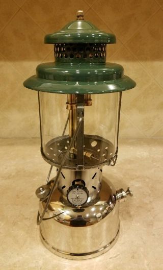 Vintage 1949 Coleman Green Nickel/chrome 220d Double Camping Lantern A/49