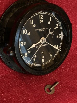 Vintage CHELSEA Clock Co Boston Maritime U S Government Ship’s Clock RUNNING 10