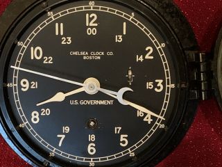 Vintage CHELSEA Clock Co Boston Maritime U S Government Ship’s Clock RUNNING 5