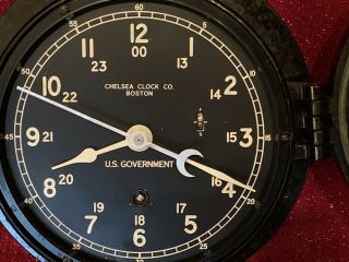 Vintage CHELSEA Clock Co Boston Maritime U S Government Ship’s Clock RUNNING 6