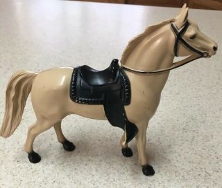 Vintage Hartland Plastics Horse.  White Horse Black Saddle.