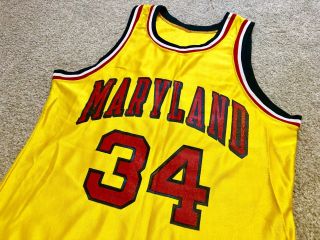 LEN BIAS champion MARYLAND TERRAPINS JERSEY large game worn VTG pro cut 3