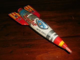 Vintage M - 5 U.  S.  Army Tin Litho Friction Space Rocket Toy Japan