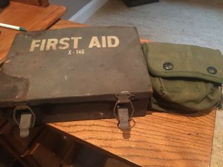 Vintage Us Army Medical Pouch And First Aid Kit With Contents