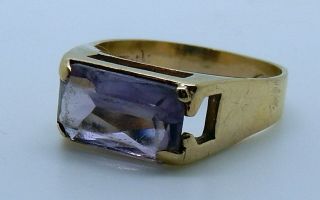 Vintage 9 Ct Gold & Rose De France Amethyst Ring Sz 8 3.  87 Grams