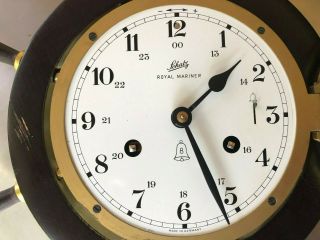 Vintage Schatz Royal Mariner 8 Day Ship Bell Brass Wall Clock Wood Wheel Germany 3