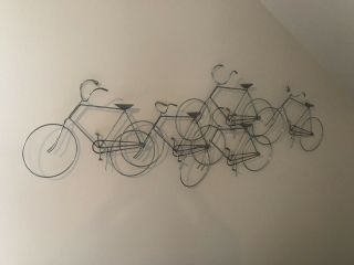 Vintage Mid Century Modern C.  Jere Signed Metal Bicycles Wall Sculpture 1971